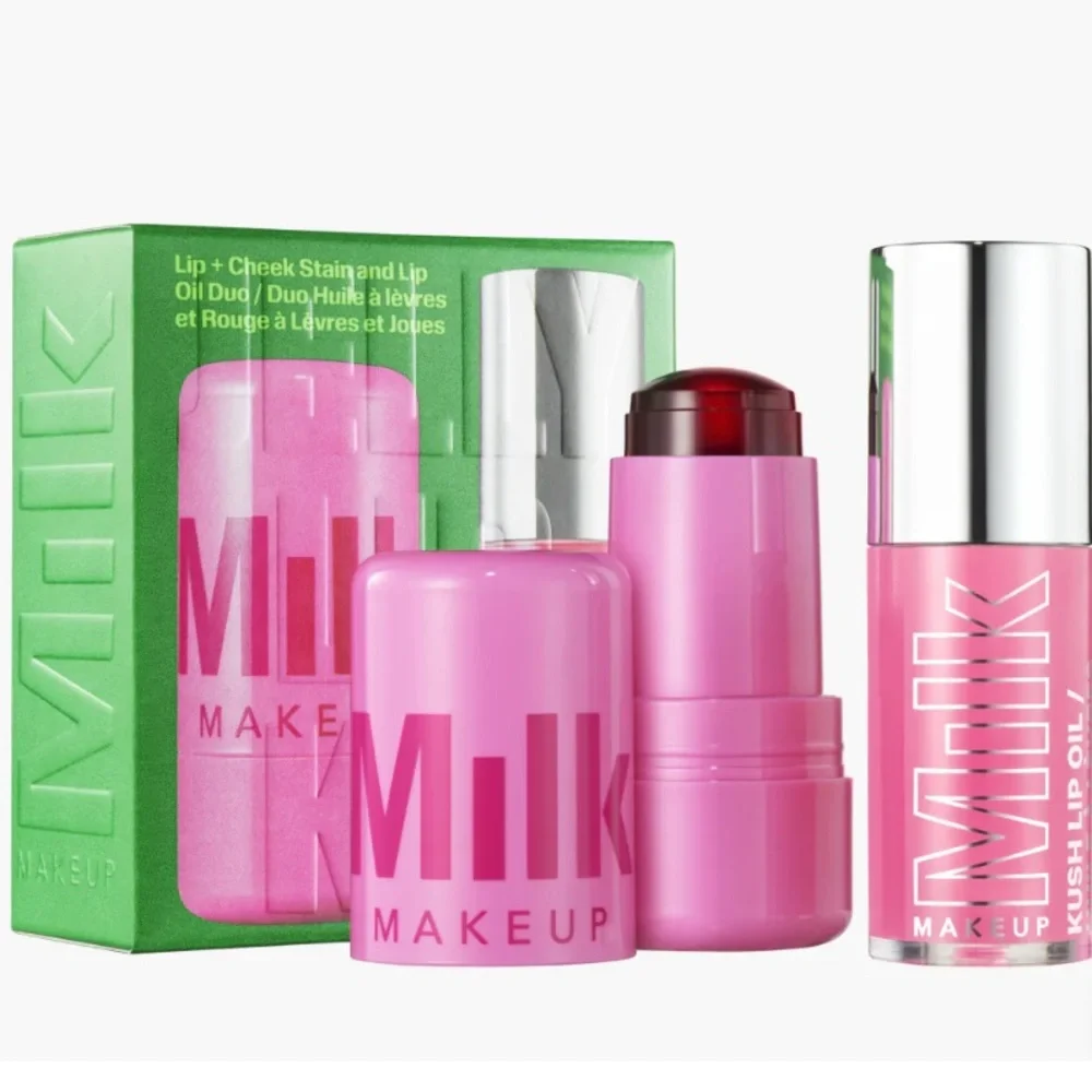 Milk Makeup Jelly Lip Kit Lip Cheek Stain and Lip Oil Duo poppy pink & baby pink
